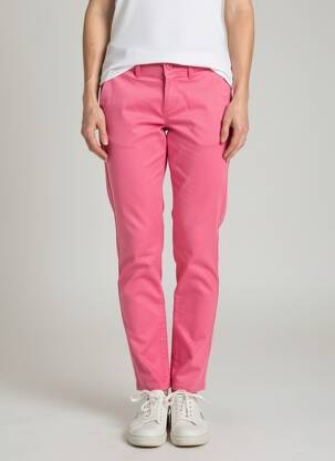 Pantalon chino tissage popeline taille normale rose HAPPY femme