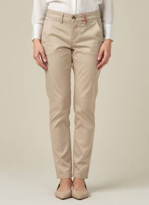 Pantalon chino tissage popeline taille normale marron HAPPY femme