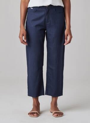 Pantalon 7/8 taille haute taille haute bleu VAN-DOS femme