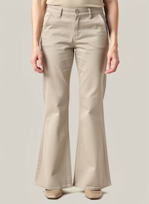 Pantalon flare stretch taille normale beige HAPPY femme