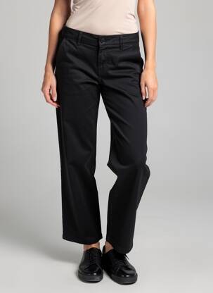 Pantalon chino fermeture zippée sous rabat boutonné taille normale noir HAPPY femme