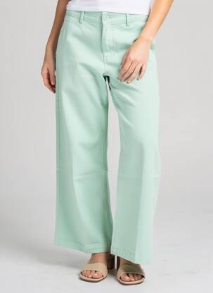 Pantalon large fermeture zippée sous rabat boutonné taille normale vert HAPPY femme