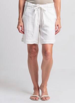 Short fermeture zippée sous rabat avec crochet taille haute blanc VAN-DOS femme