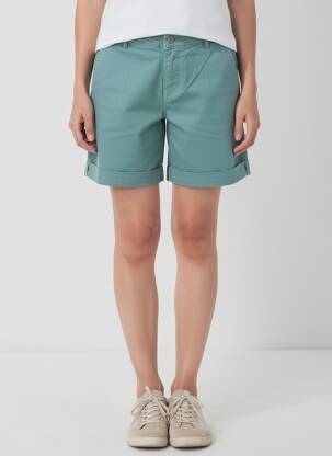 Short fermeture zippée sous rabat boutonné taille normale bleu HAPPY femme