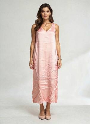 Robe longue sans manche sans manche rose OUI femme