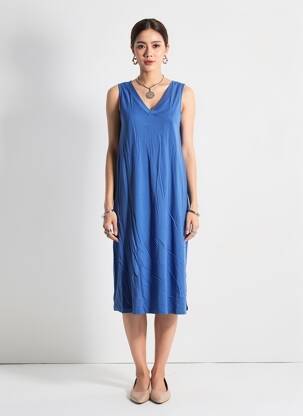 Robe mi-longue sans manche sans manche bleu STREET ONE femme