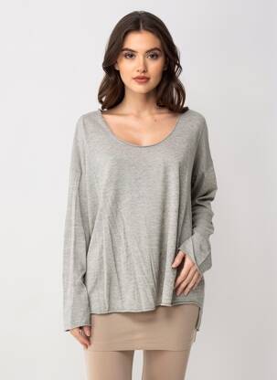 Pull tissage chiné manches longues gris AMERICAN VINTAGE femme