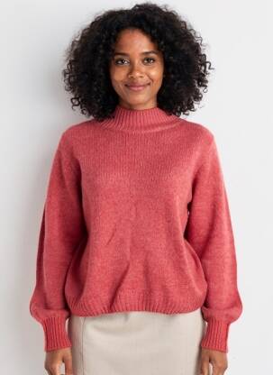 Pull stretch manches longues rose STUDIO PARISIEN femme