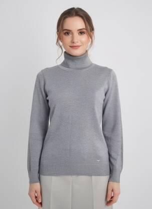Pull col roulé tissage chiné manches longues gris LPB LES PETITES BOMBES  femme