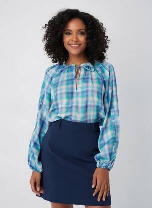 Blouse légère et transparente manches longues bleu RUE MAZARINE femme