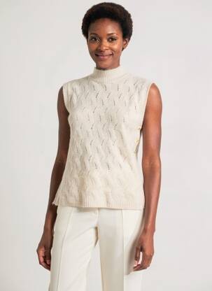 Pull coupe droite manches courtes beige INDI & COLD femme