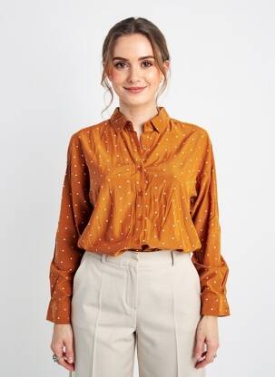 Chemisier coupe cintrée manches longues marron INDI & COLD femme