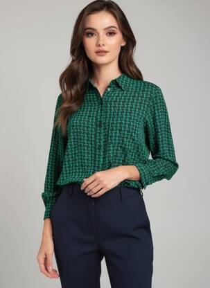 Chemisier coupe cintrée manches longues vert FREEMAN T.PORTER femme