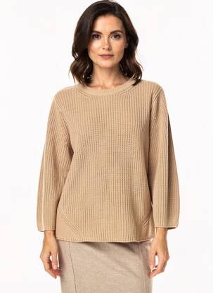 Pull coupe droite manches 3/4 beige STREET ONE femme