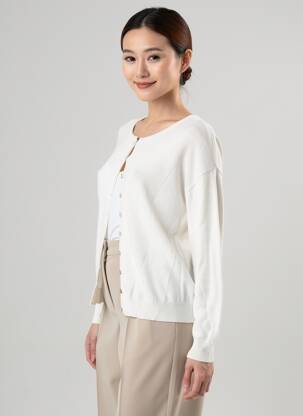 Gilet manches longues col rond blanc YERSE femme