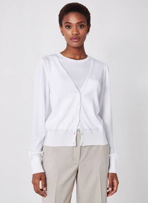 Gilet manches longues resserrée sur le bas blanc AMELIE & AMELIE femme