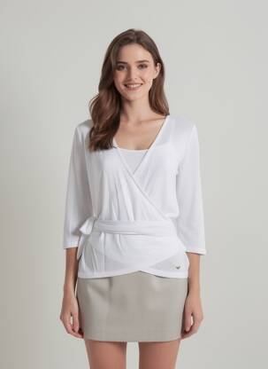 Gilet cache-cœur manches 3/4 blanc LPB LES PETITES BOMBES  femme