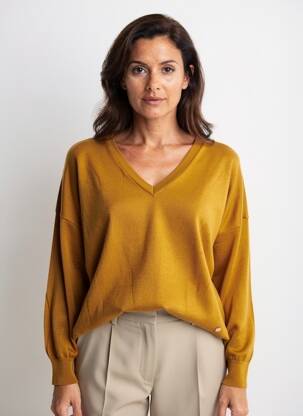 Pull coupe droite manches longues jaune INDI & COLD femme