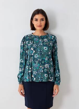 Blouse imprimé fleurs manches longues vert SUNCOO femme