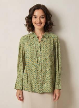 Chemisier coupe cintrée manches longues vert INDI & COLD femme