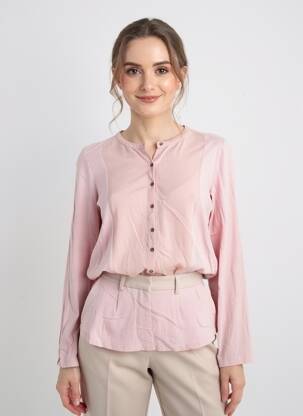 Blouse tissage popeline manches longues rose YERSE femme