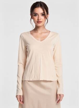 T-shirt manches longues manches longues beige AMERICAN VINTAGE femme
