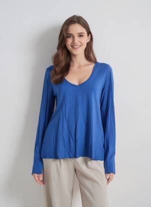 T-shirt manches longues manches longues bleu AMERICAN VINTAGE femme