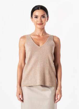 Pull tissage chiné sans manche marron YERSE femme