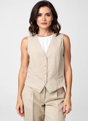 Gilet sans manche poches beige PAKO LITTO femme