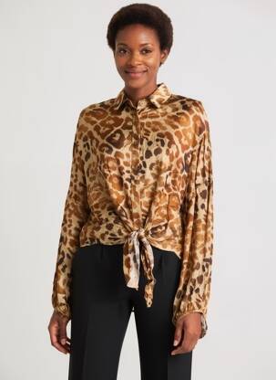 Chemisier manches longues manches longues beige CECILE WANG femme