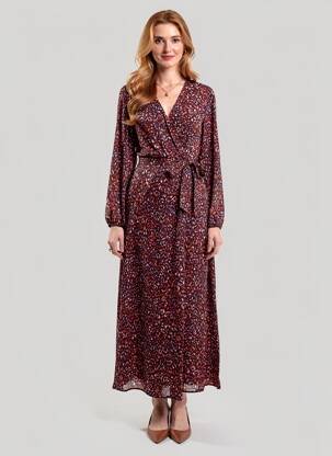 Robe longue manches longues manches longues noir LILIE ROSE femme