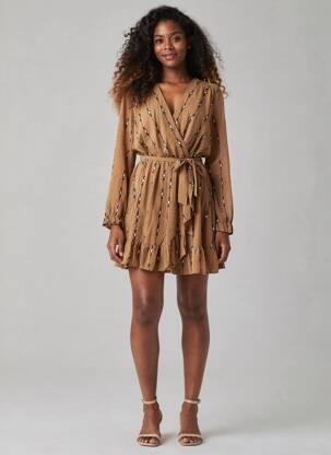 Robe courte manches longues manches longues vert L'OLIVE VERTE femme