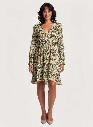 Robe courte manches longues manches longues vert LILIE ROSE femme