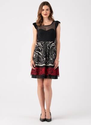Robe courte manches courtes manches courtes noir LULU.H femme