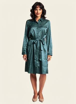 Robe courte manches longues manches longues vert LILIE ROSE femme