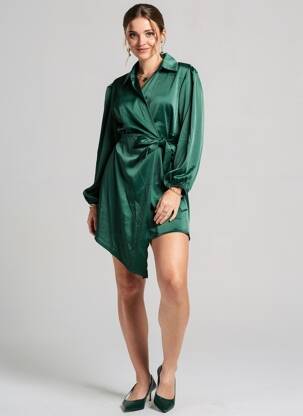 Robe courte manches longues manches longues vert LORIANE femme