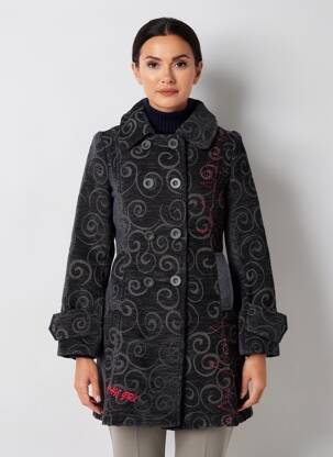Manteau long coupe cintrée sans capuche noir LULU.H femme
