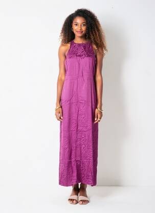 Robe longue sans manche sans manche violet MODETROTTER femme