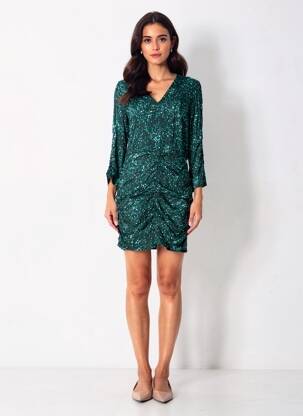 Robe courte fermeture zippée au dos manches longues noir MODETROTTER femme