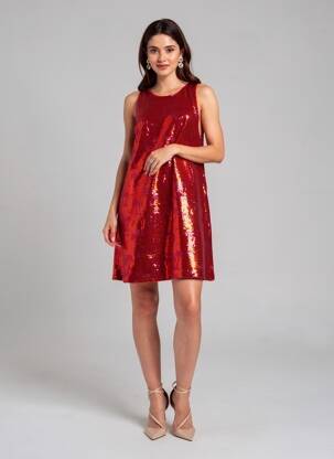 Robe courte sans manche sans manche rouge MODETROTTER femme