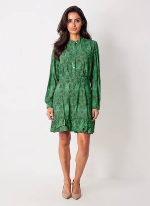 Robe courte manches longues manches longues vert ROSEANNA femme