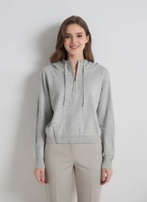 Sweat-shirt à capuche manches longues manches longues gris BERENICE femme