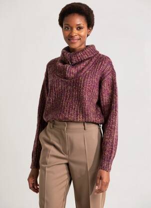 Pull col roulé manches longues manches longues violet HOD femme