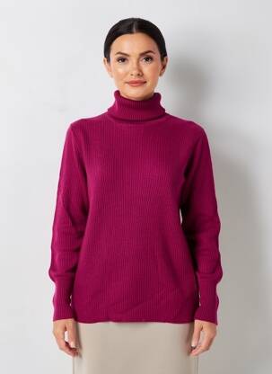 Pull col roulé coupe cintrée manches longues violet MKT STUDIO femme