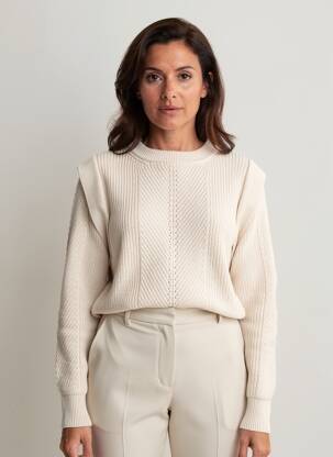 Pull coupe droite manches longues beige MKT STUDIO femme