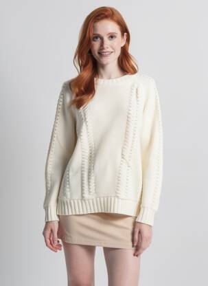 Pull coupe droite manches longues beige BERENICE femme
