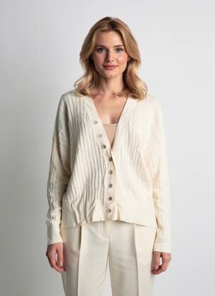 Gilet manches longues fermeture boutonnée sur le devant beige BERENICE femme