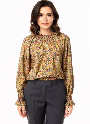Blouse tissage popeline manches longues vert MKT STUDIO femme