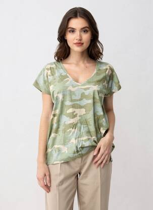 T-shirt coupe droite manches courtes vert FIVE femme