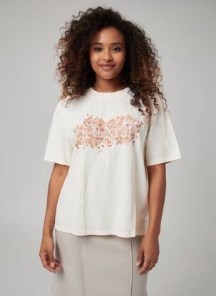 T-shirt imprimé fantaisie manches courtes blanc BERENICE femme